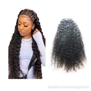 Curly Human Hair Pre Plucked Hairline Invisible German Brazilian Transparent 13x4 Front lace wigs Swiss Lace Front Wig